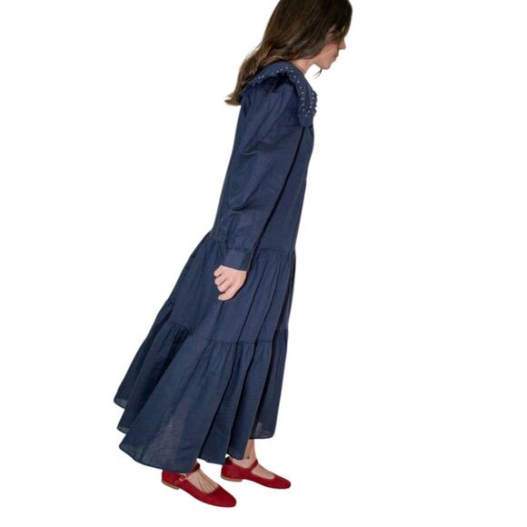 SEA NEW YORK LUNA LINEN L/S DRESS - NAVY Size Medium NWOT - Picture 5 of 8